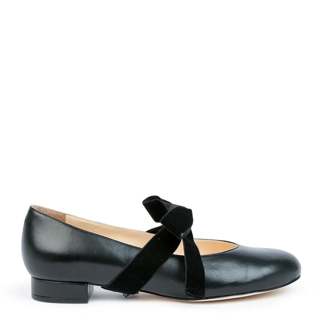 Discount Alterre Black Ballet Flat + Black Velvet Marie Strap