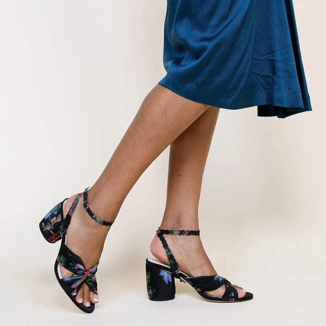 Shop Alterre Black Floral Twist Sandal + Marilyn Strap