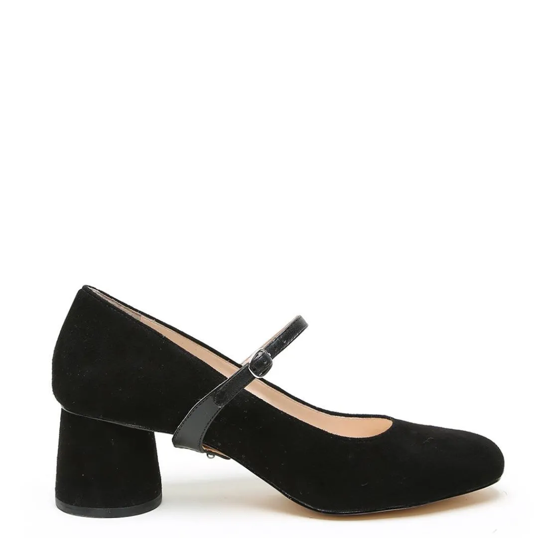 Cheap Alterre Black Suede Ballet Pump + Black Twiggy Strap