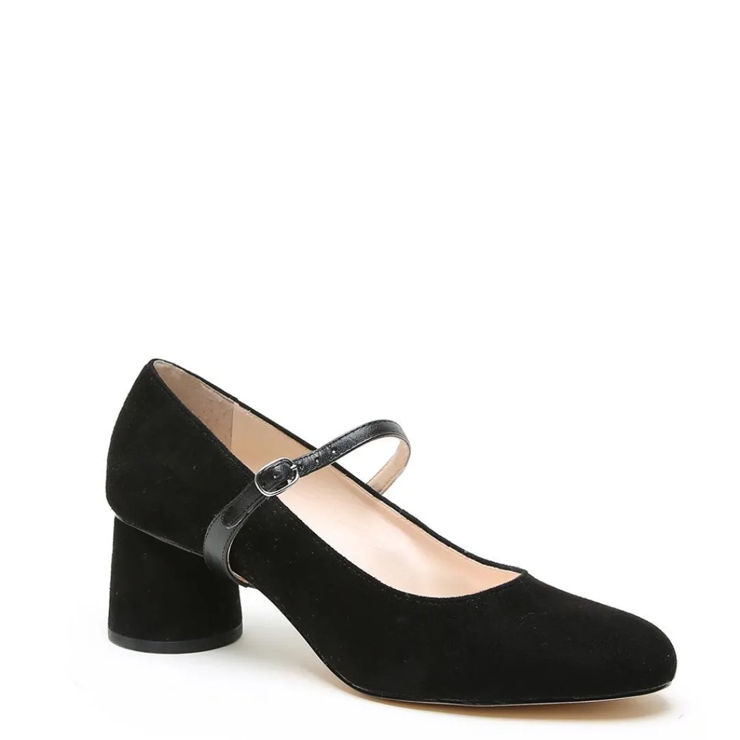 Cheap Alterre Black Suede Ballet Pump + Black Twiggy Strap