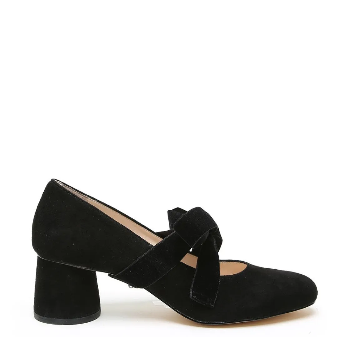 Outlet Alterre Black Suede Ballet Pump + Black Velvet Marie Strap