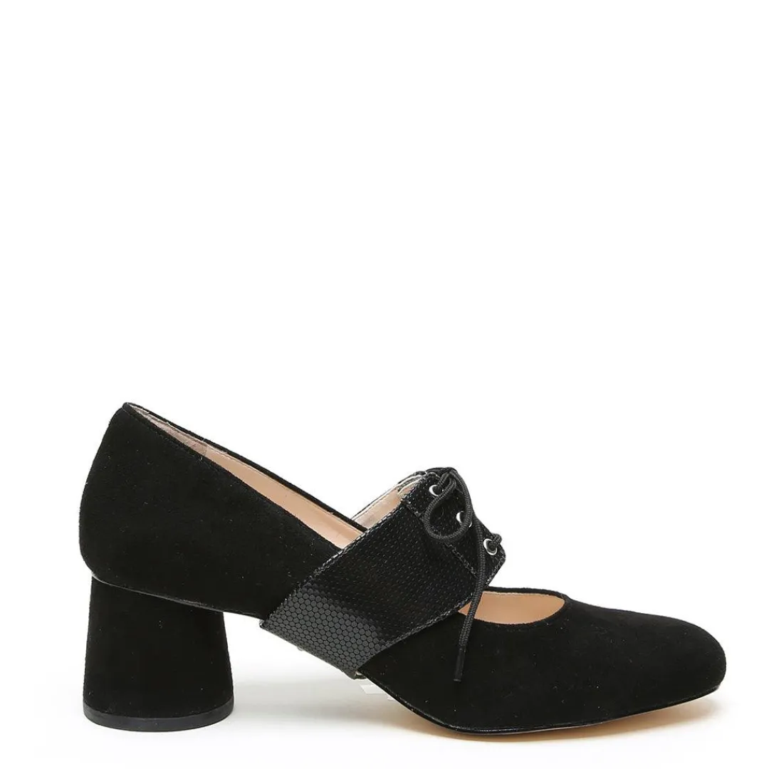 Clearance Alterre Black Suede Ballet Pump + Rattlesnake Tilda Strap