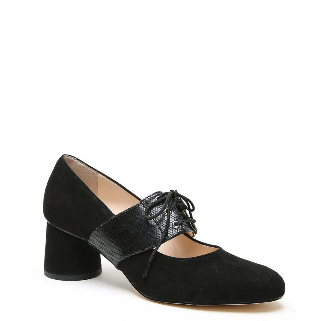 Clearance Alterre Black Suede Ballet Pump + Rattlesnake Tilda Strap