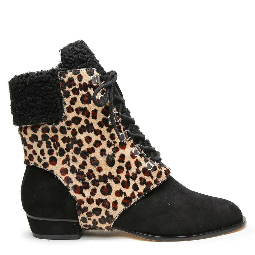 Sale Alterre Black Suede Chelsea Boot + Leopard Junko Strap