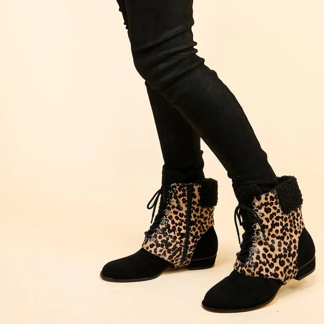 Sale Alterre Black Suede Chelsea Boot + Leopard Junko Strap