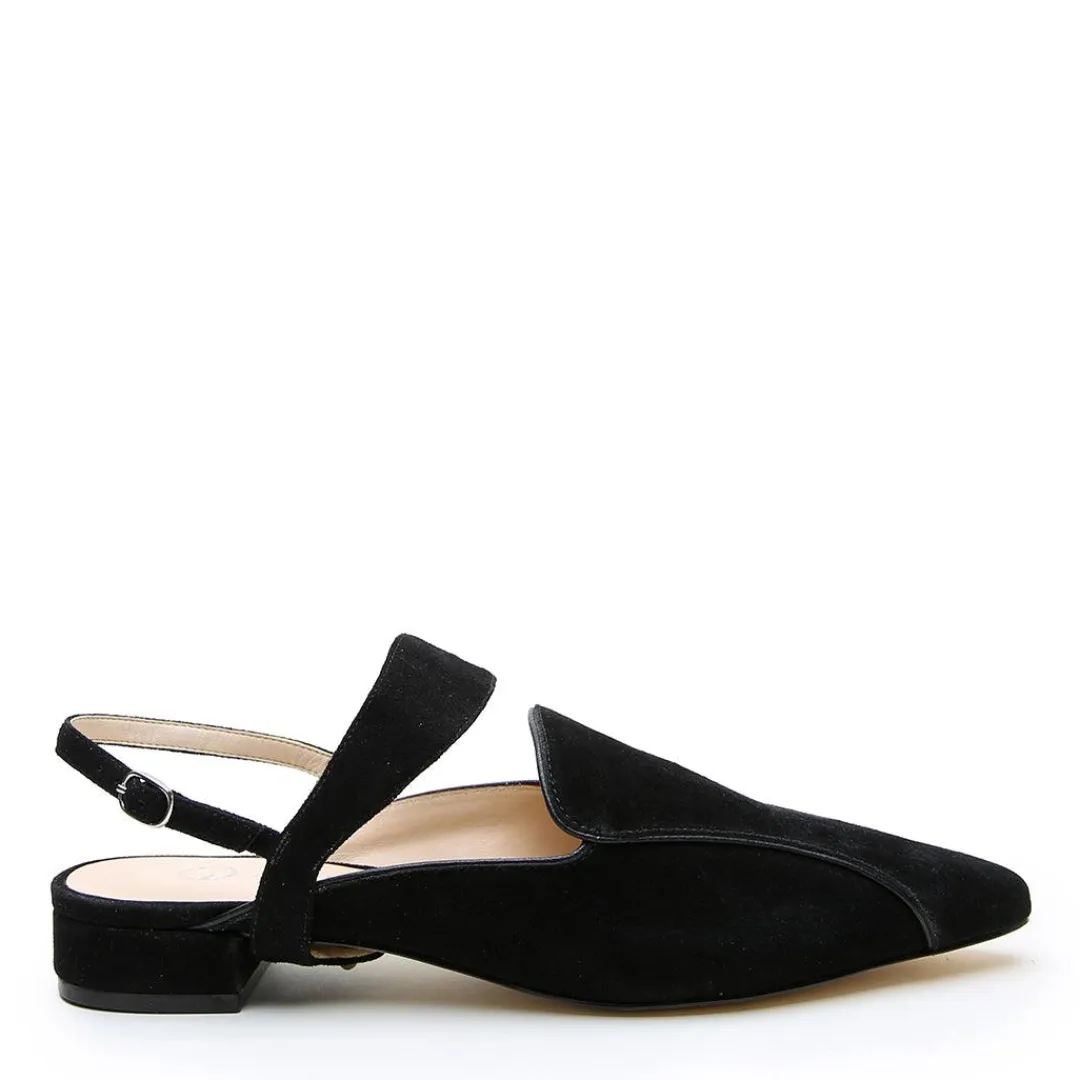 Cheap Alterre Black Suede Pointed Loafer + Elsie Strap