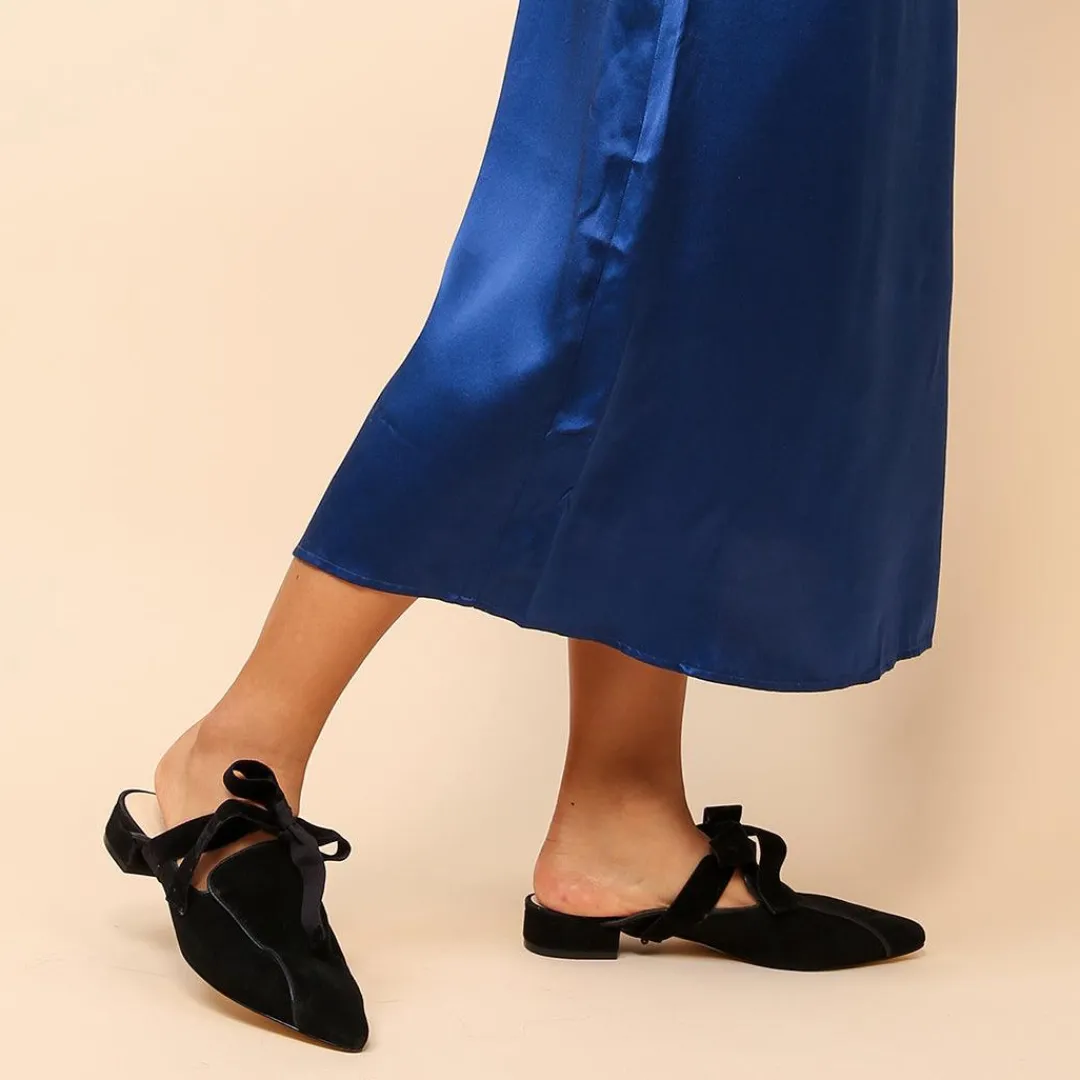 Clearance Alterre Black Suede Pointed Loafer + Marie Strap