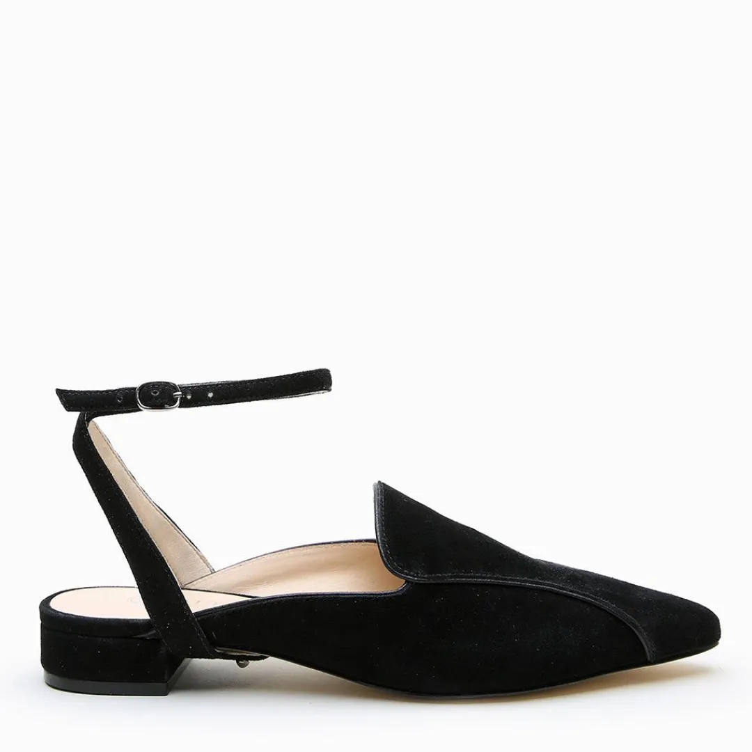 Hot Alterre Black Suede Pointed Loafer + Marilyn Strap