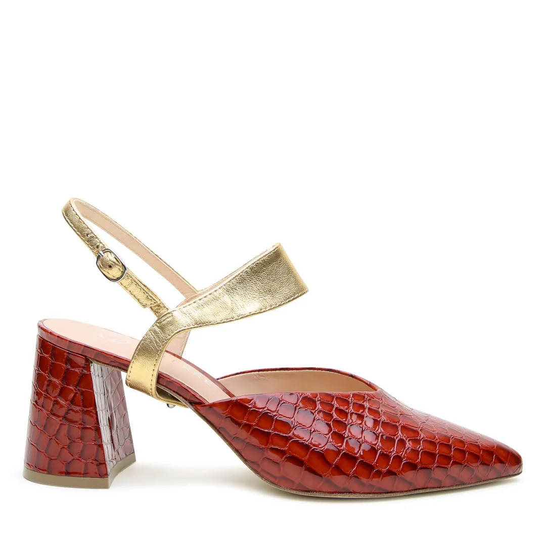 Online Alterre Clay Croc V Mule + Gold Elsie Strap