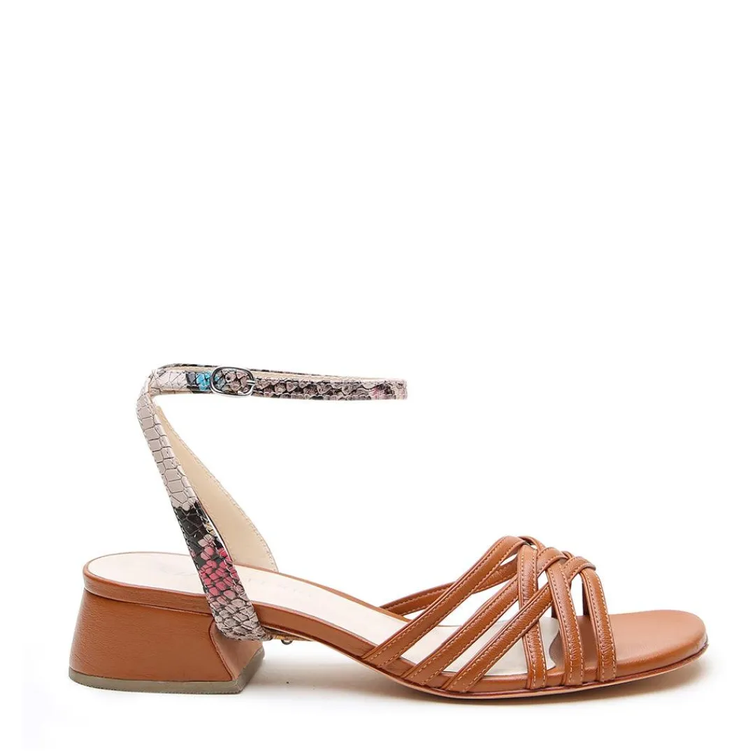 Clearance Alterre Cognac Bell Sandal + Painted Snake Marilyn Strap