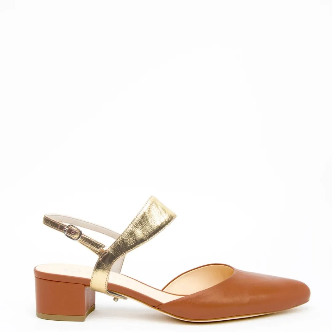 Outlet Alterre Cognac Slide + Gold Elsie