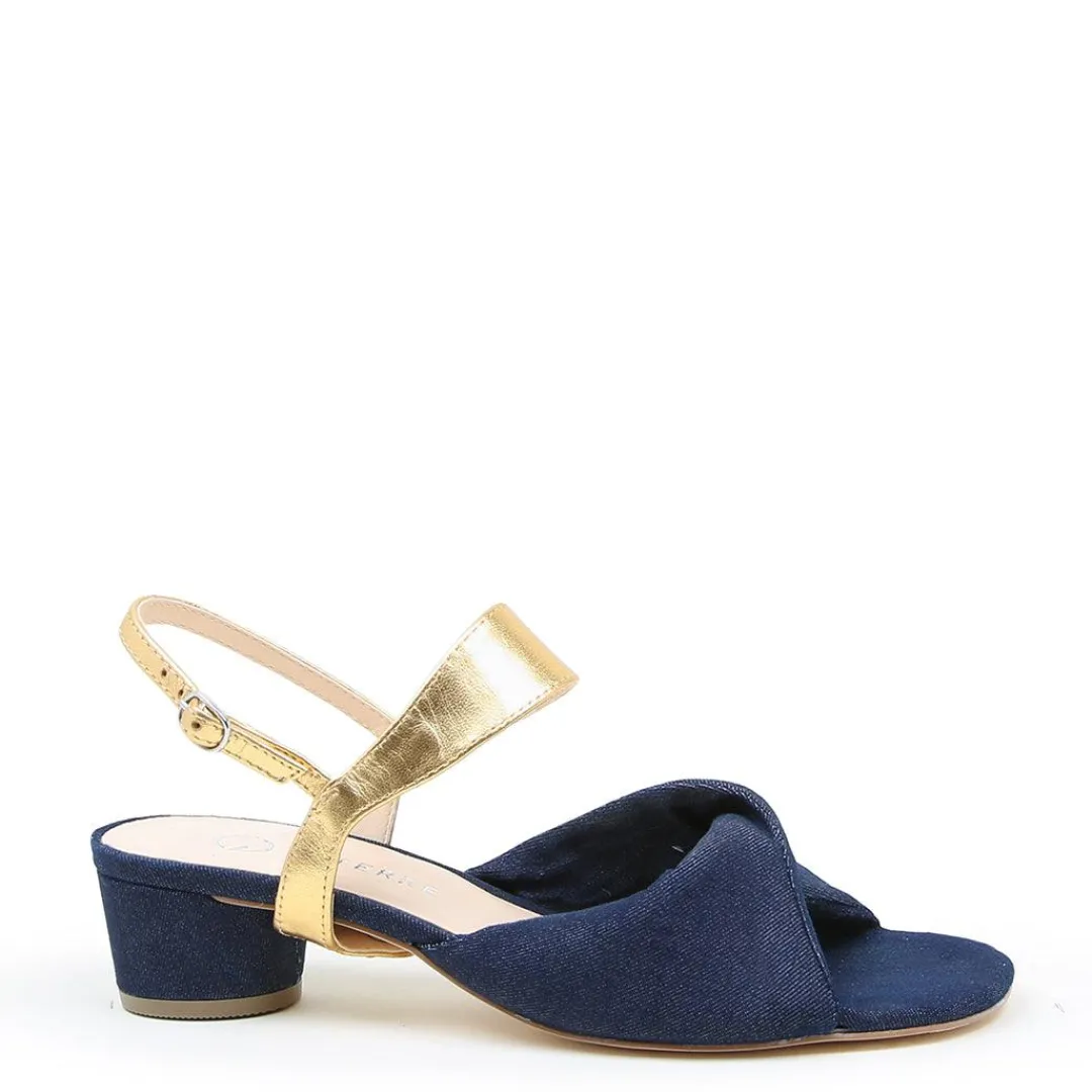 Discount Alterre Denim Lo Twist Sandal + Gold Elsie Strap