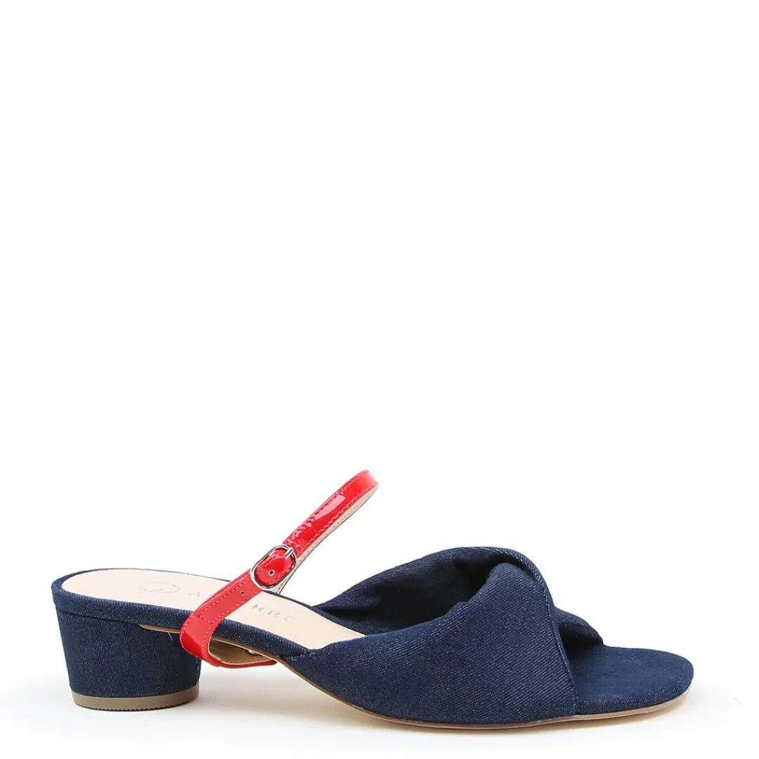 Shop Alterre Denim Lo Twist Sandal + Red Gloss Twiggy Strap