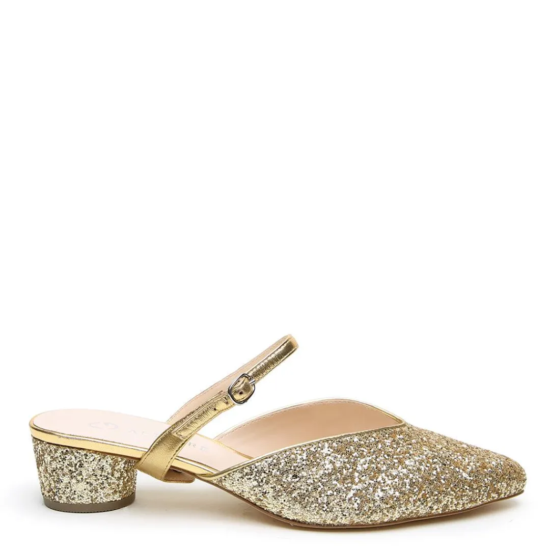 Clearance Alterre Gatsby Glitter V Slide + Gold Twiggy Strap