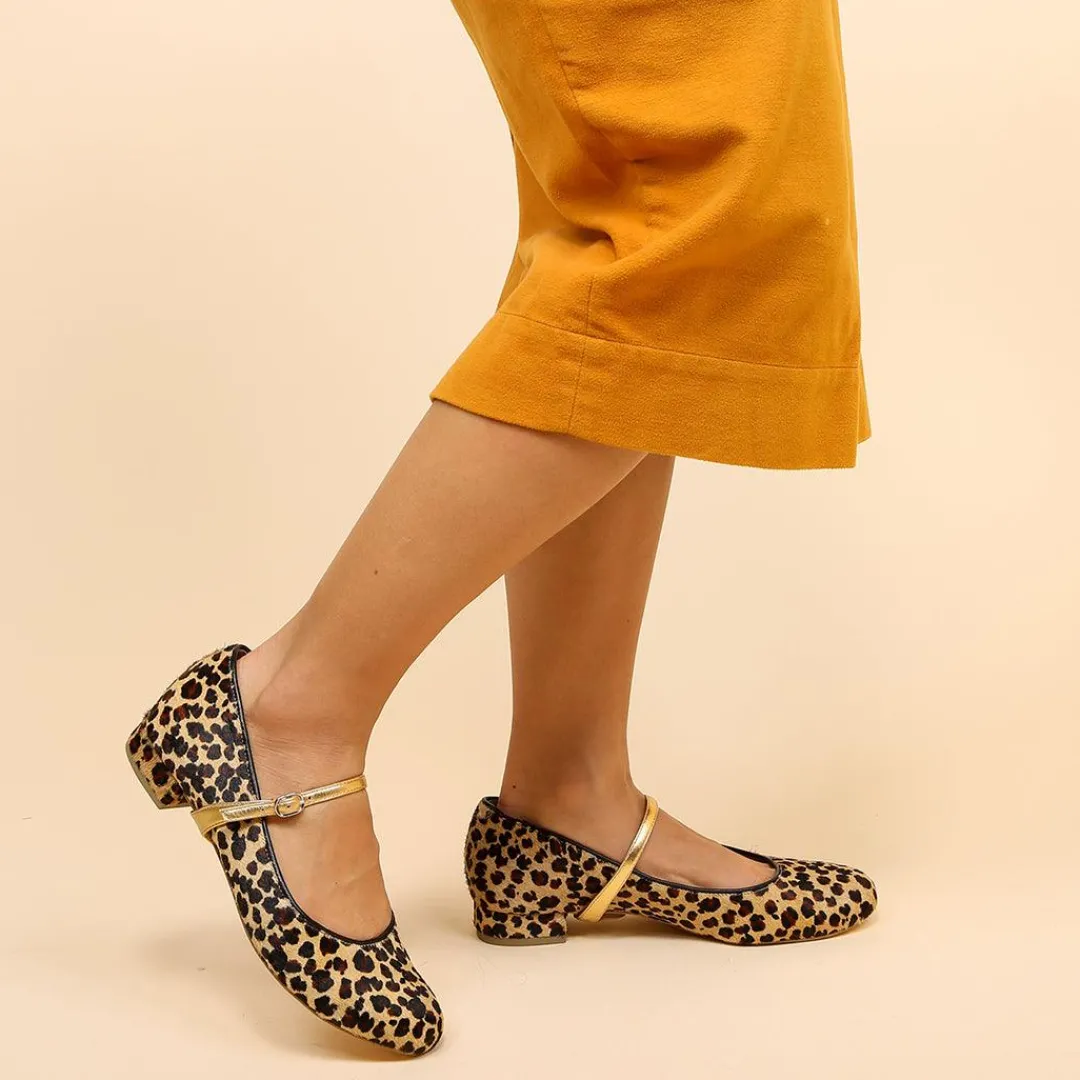 Cheap Alterre Leopard Ballet Flat + Gold Twiggy Strap