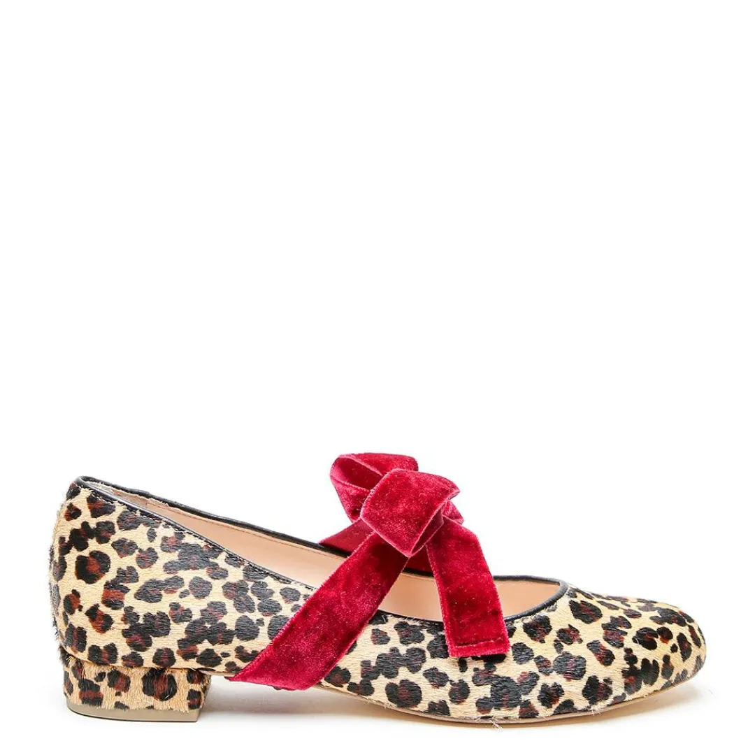 New Alterre Leopard Ballet Flat + Red Velvet Marie Strap