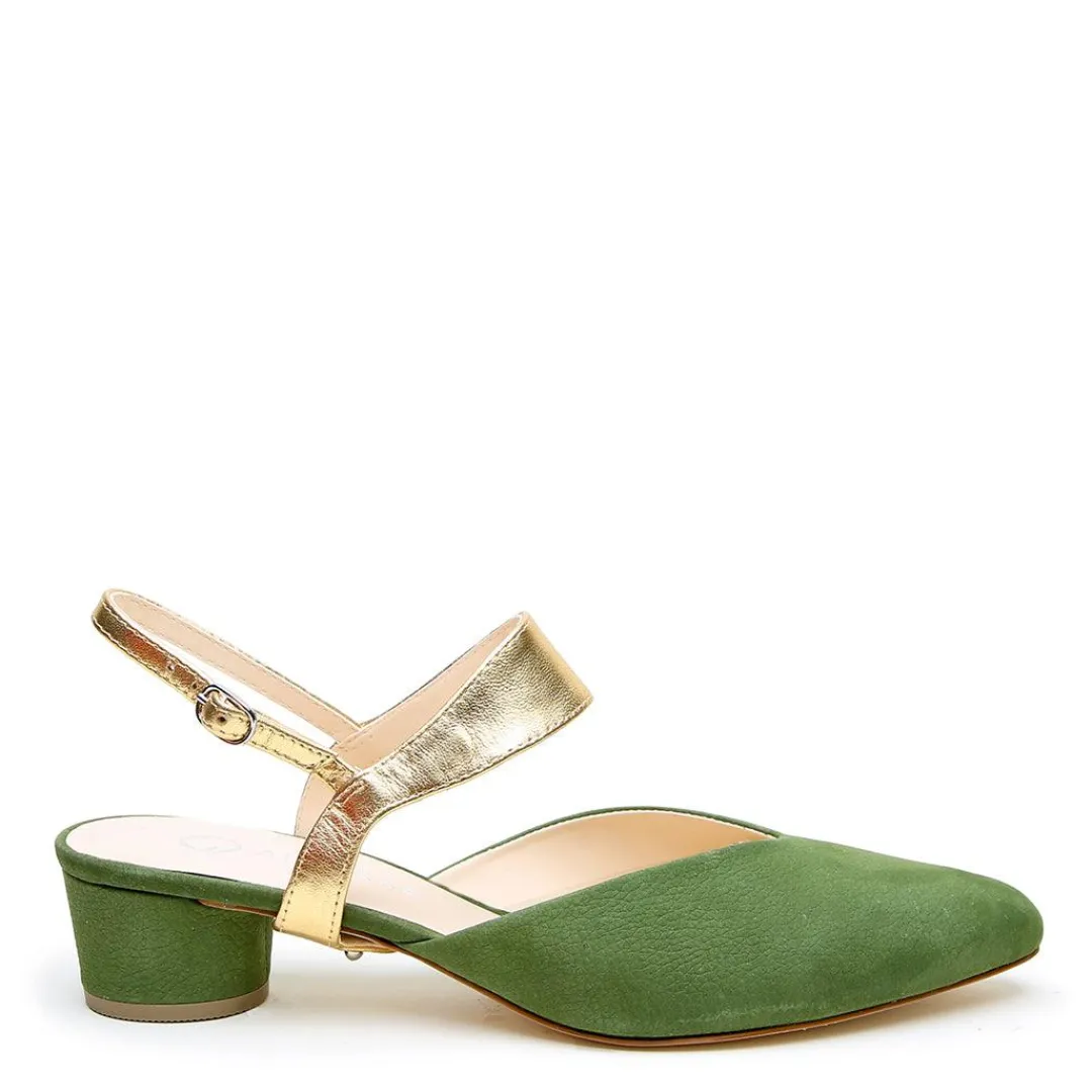 Discount Alterre Moss V Slide + Gold Elsie Strap