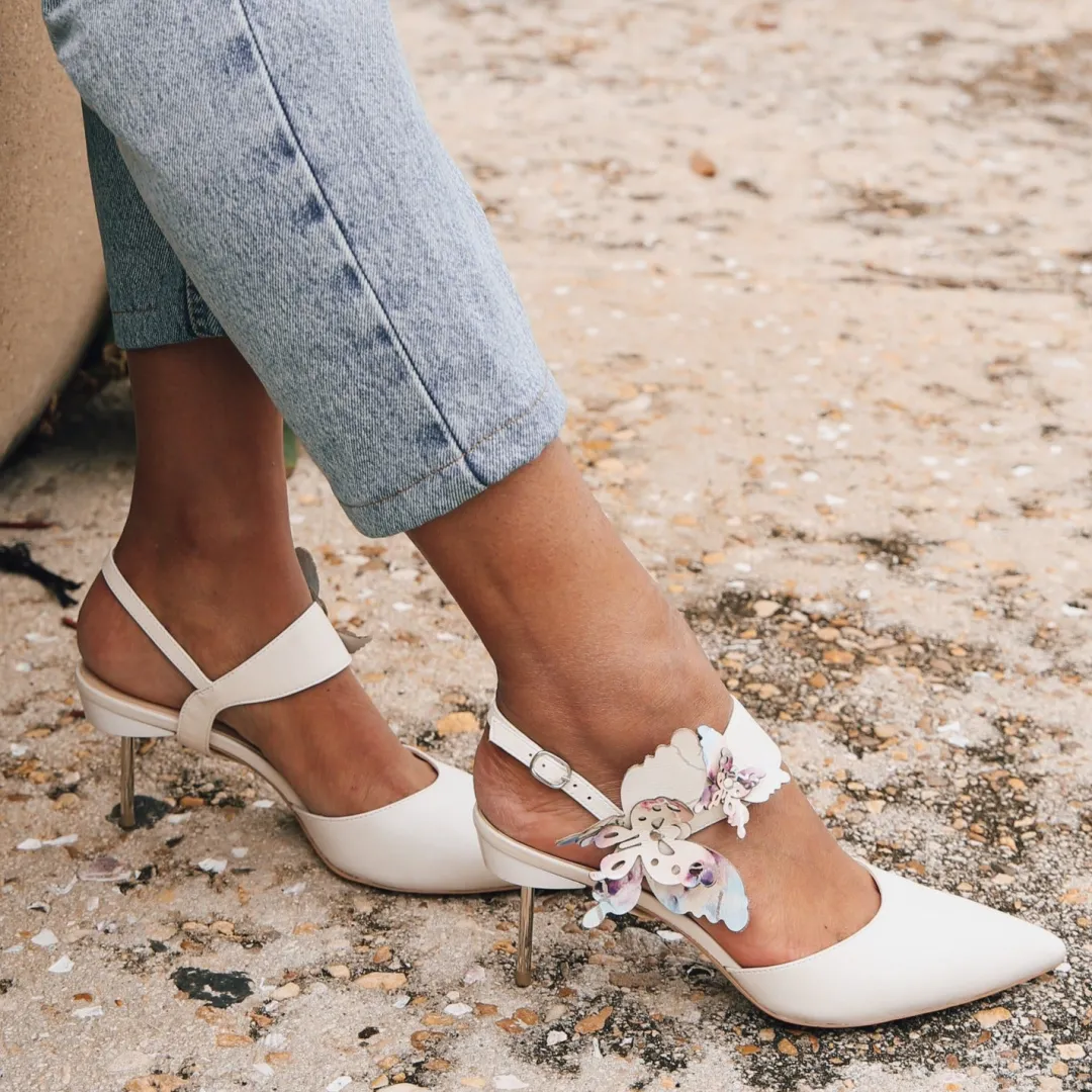 Flash Sale Alterre White Stiletto + Butterfly Elsie Strap