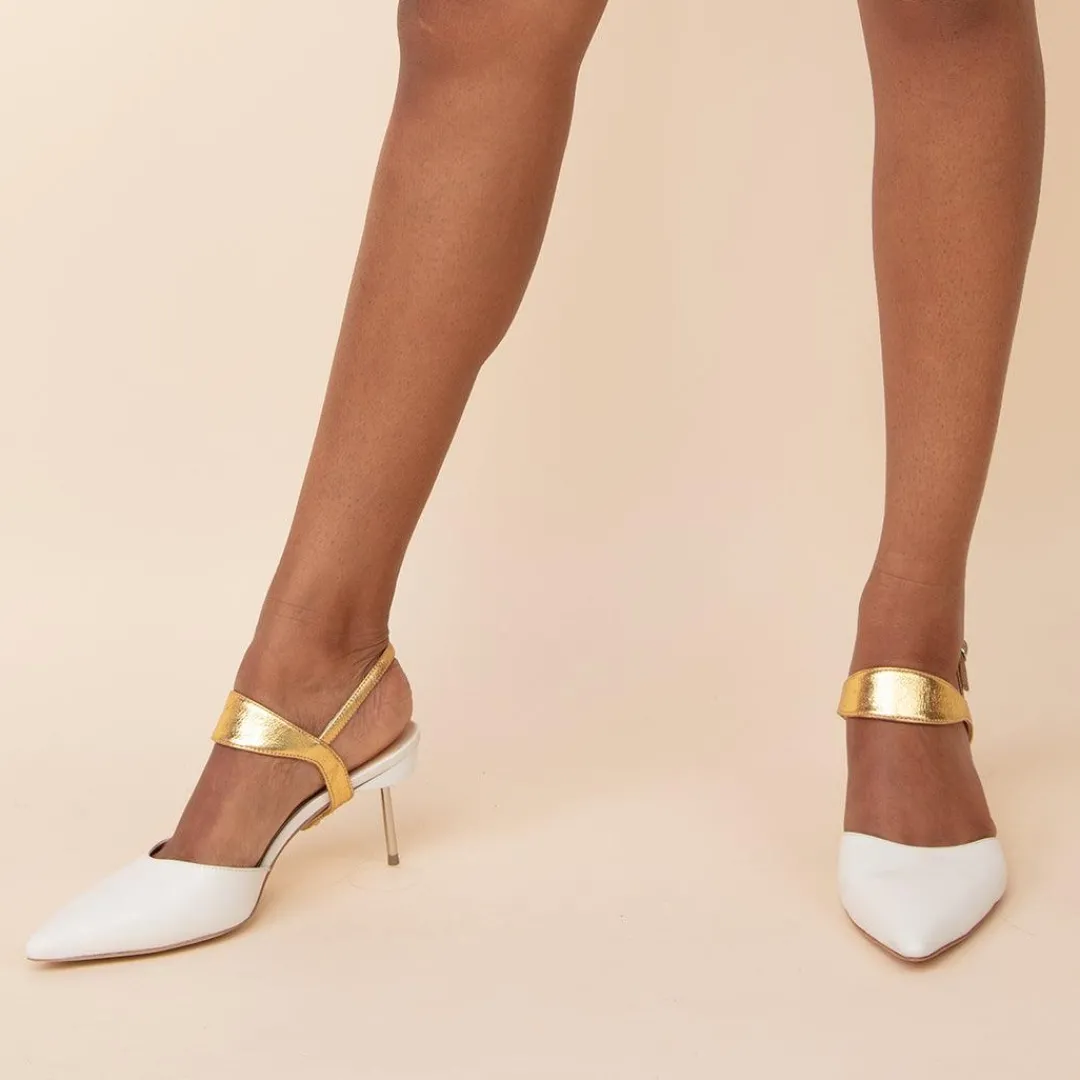 Fashion Alterre White Stiletto + Gold Elsie