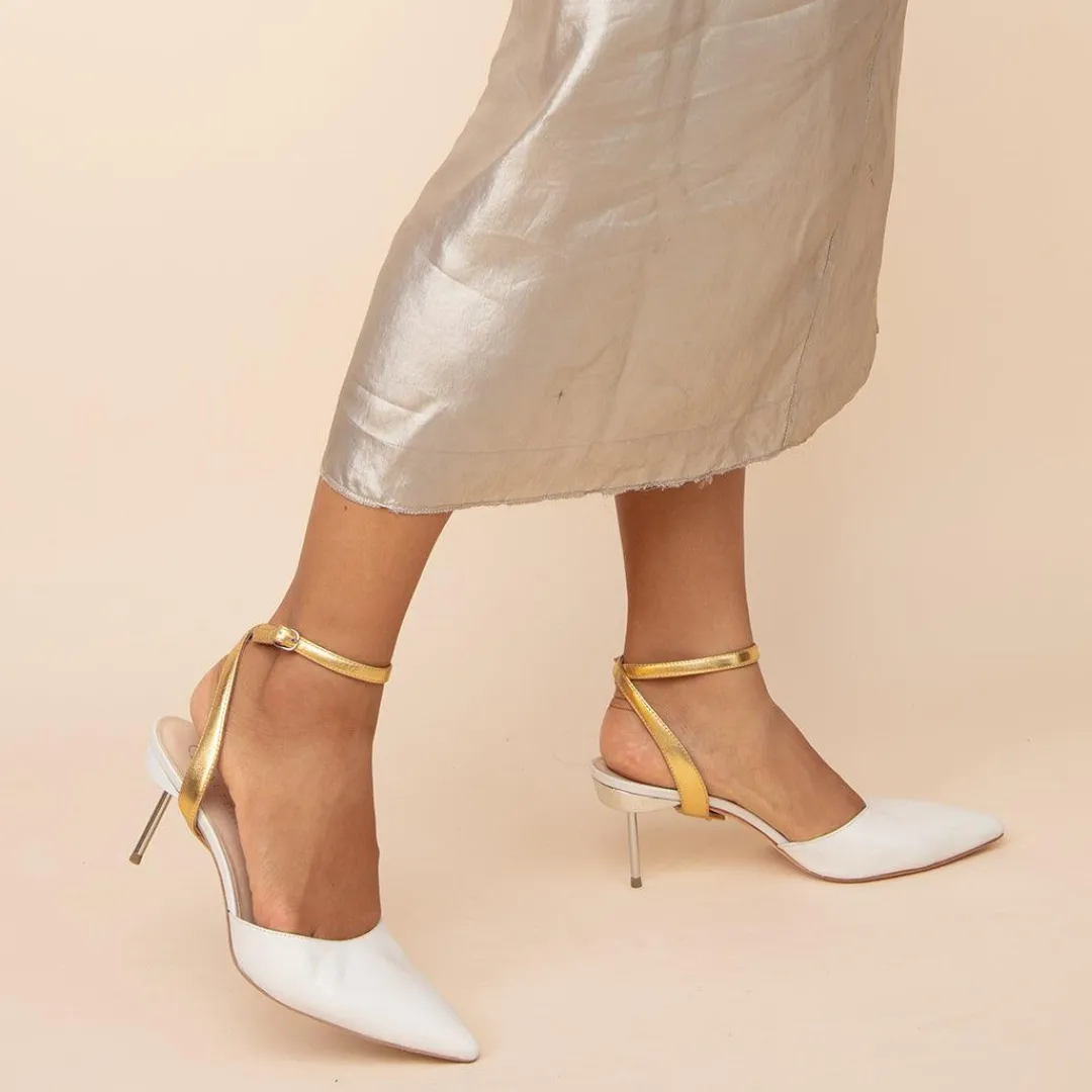 Sale Alterre White Stiletto + Gold Marilyn