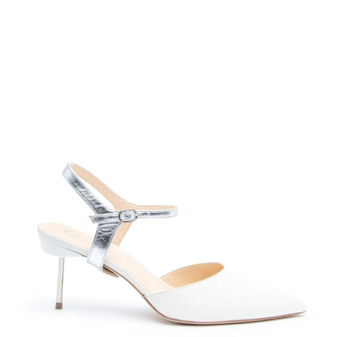 Sale Alterre White Stiletto + Silver Jackie Strap