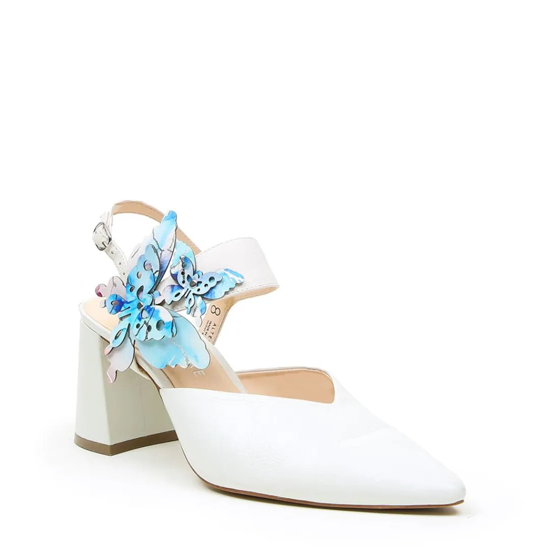 New Alterre White V Mule + Butterfly Elsie Strap